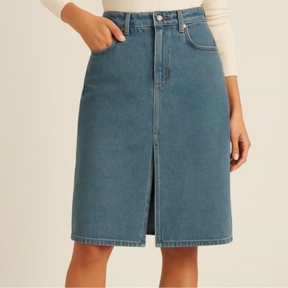 NEW NWT Derek Lam 10 Crosby denim midi skirt size 27